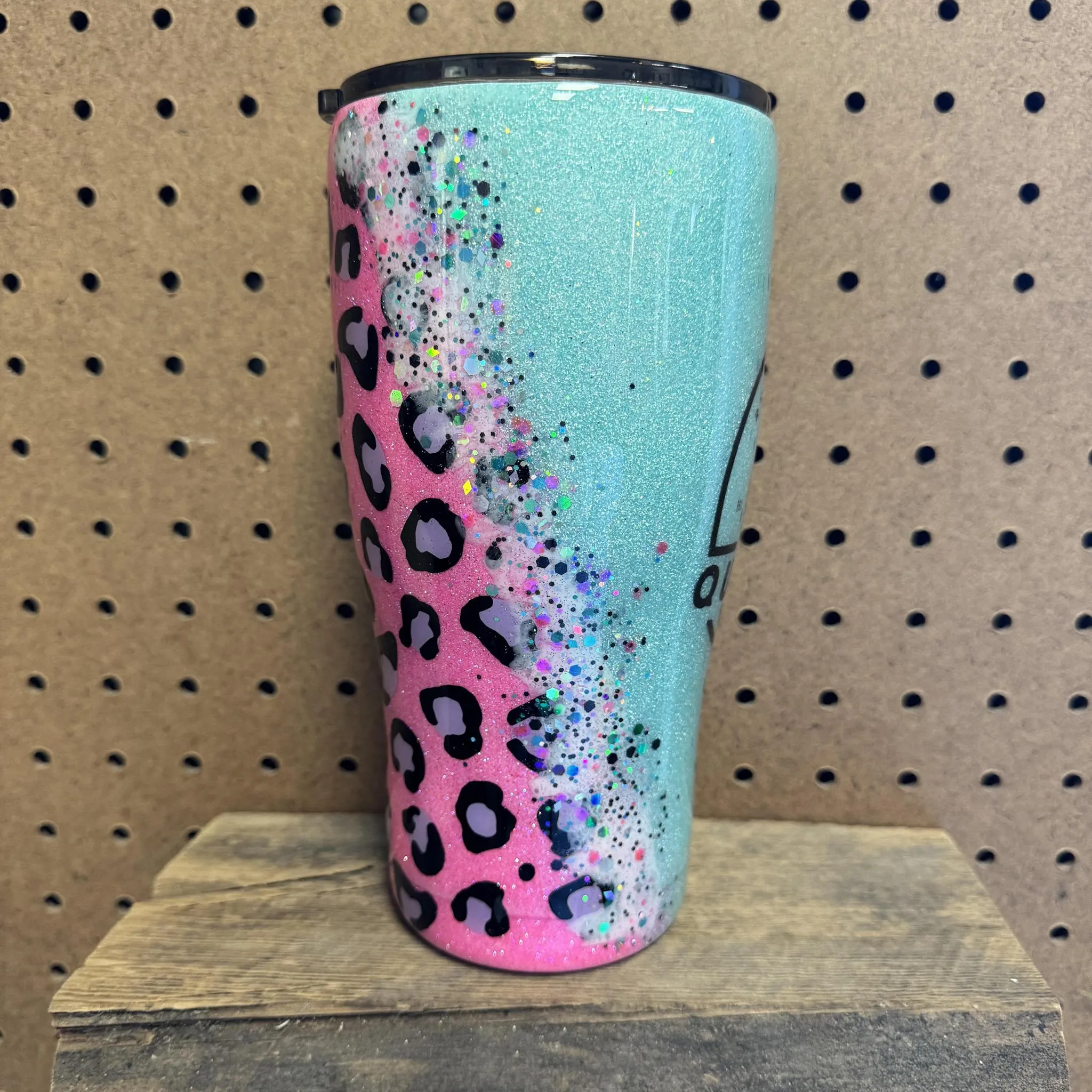 30 OZ HOT PINK LEOPARD GLITTER TUMBLER