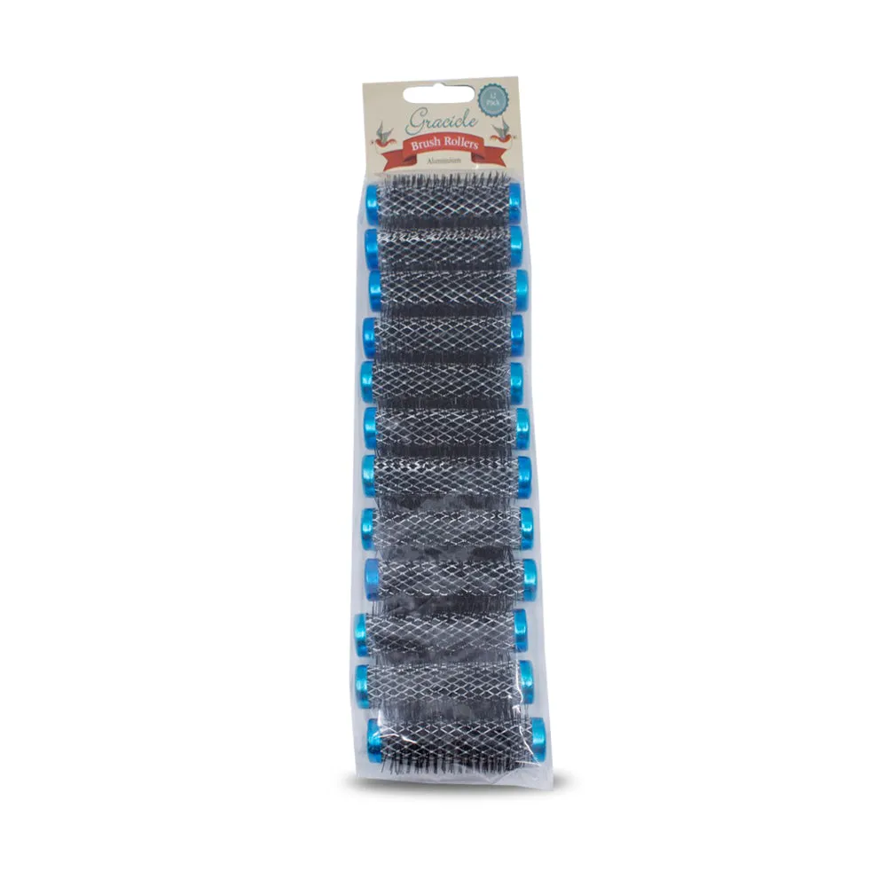 Grace 15mm Metal Brush Rollers Blue 12 Pack