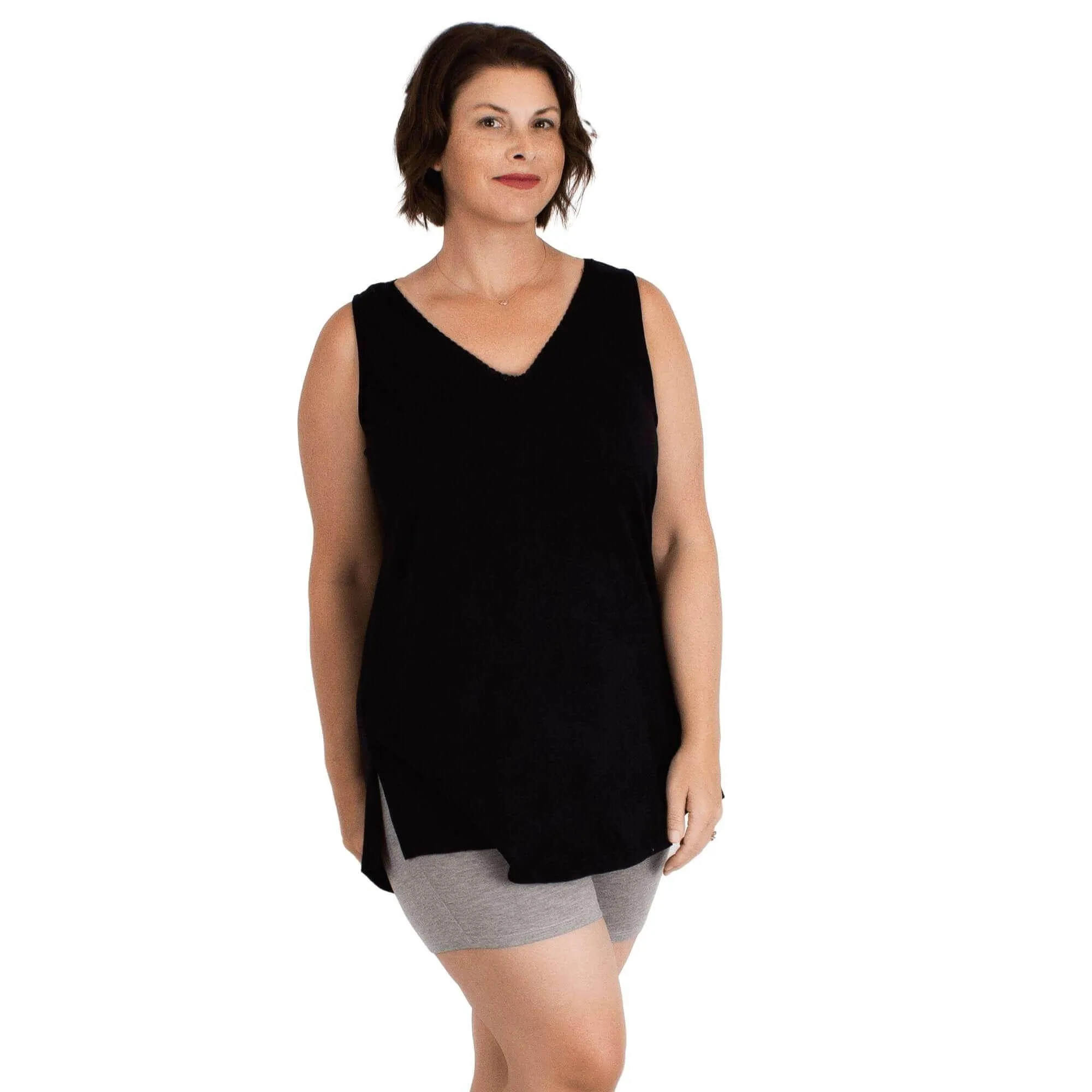Lux Cotton Tank Sleep Shirt | Black