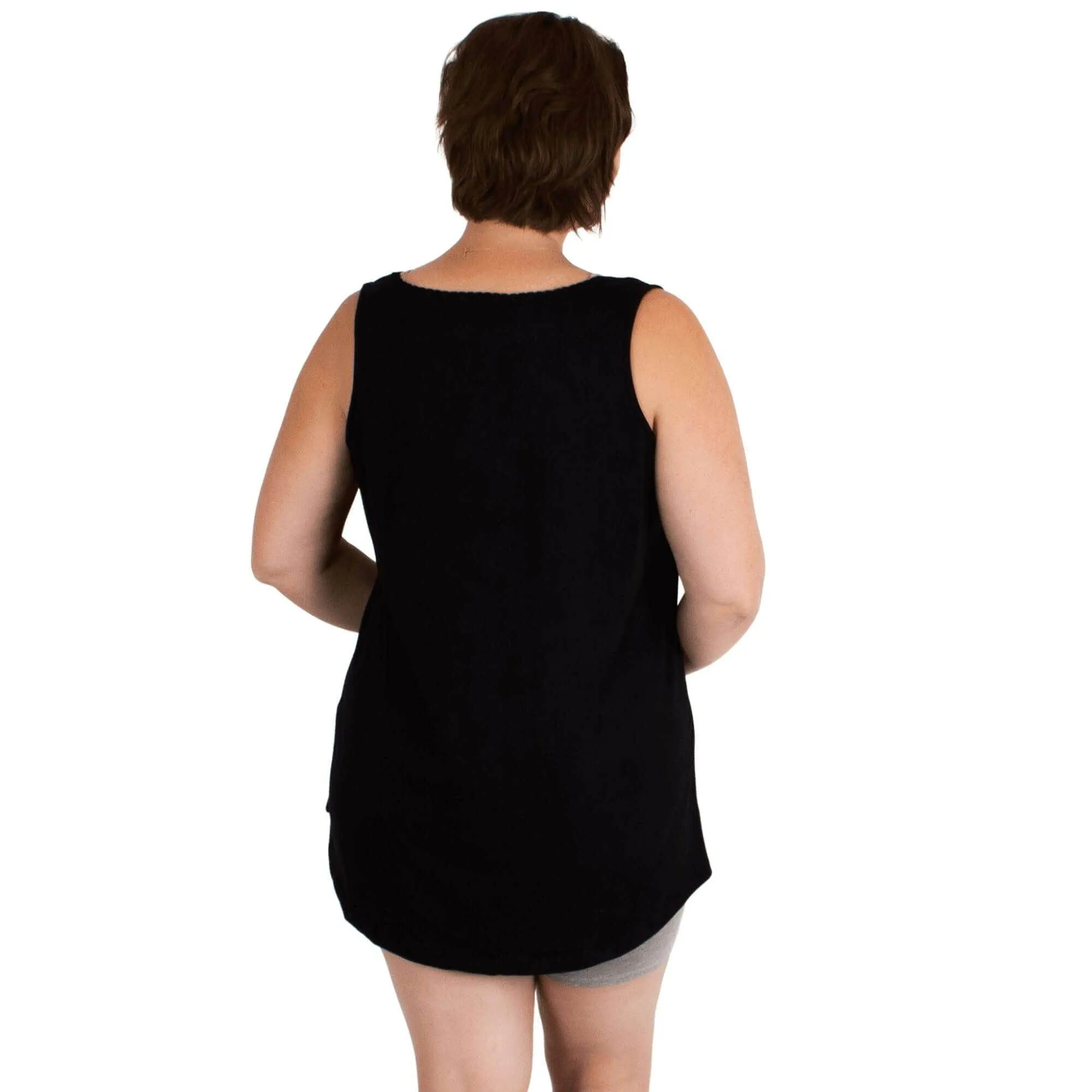Lux Cotton Tank Sleep Shirt | Black