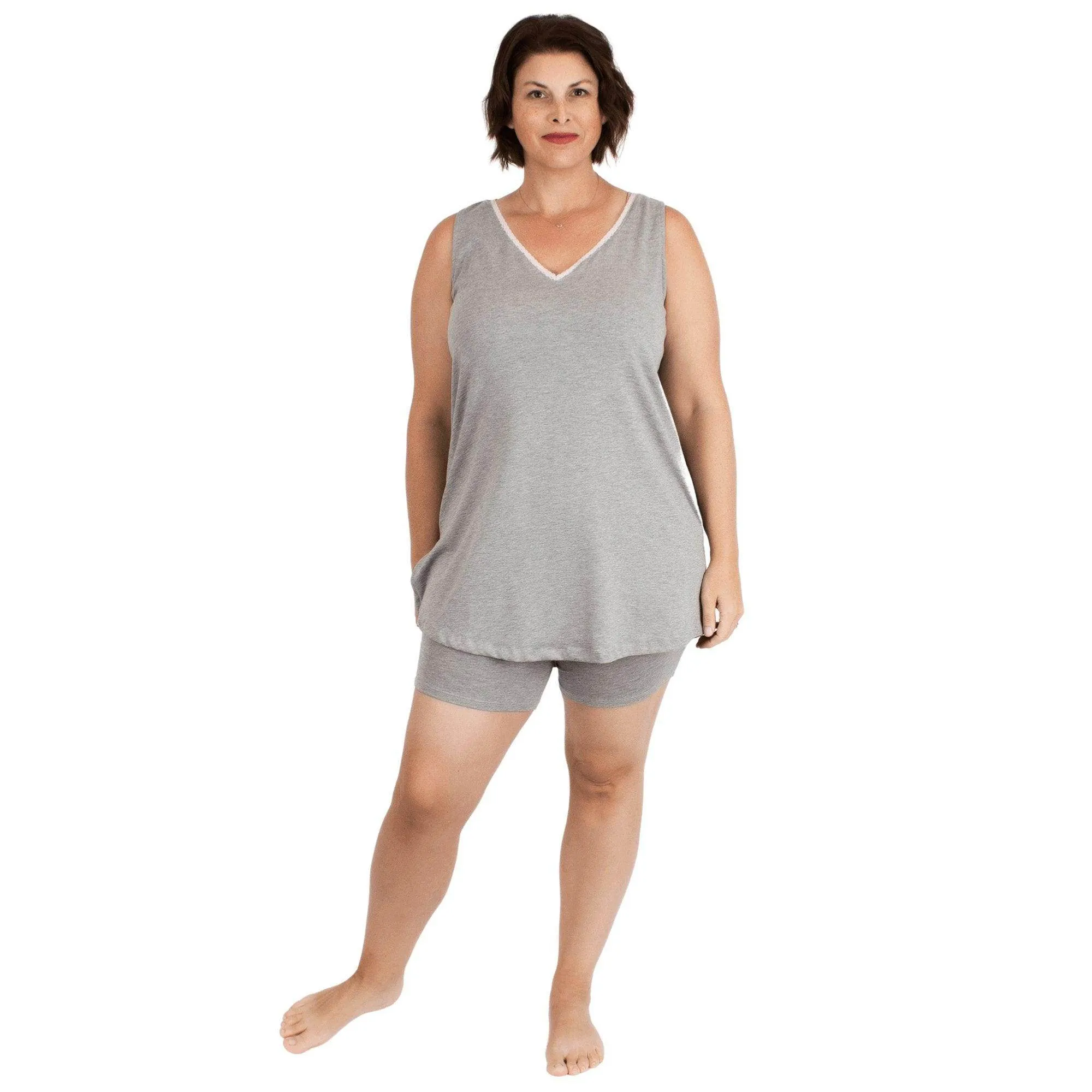 Lux Cotton Tank Sleep Shirt | Gray