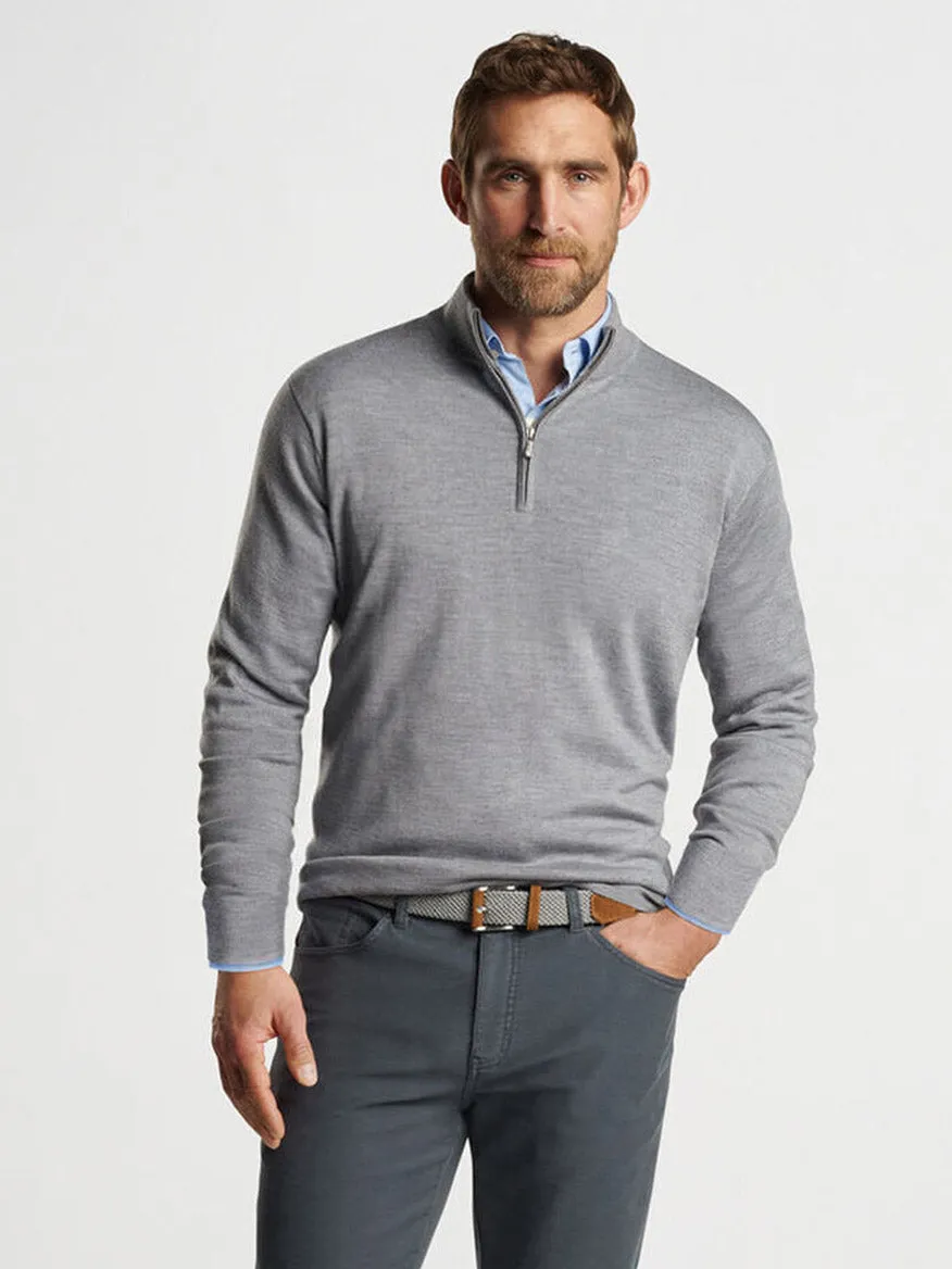 Peter Millar Autumn Crest Quarter-Zip in British Grey