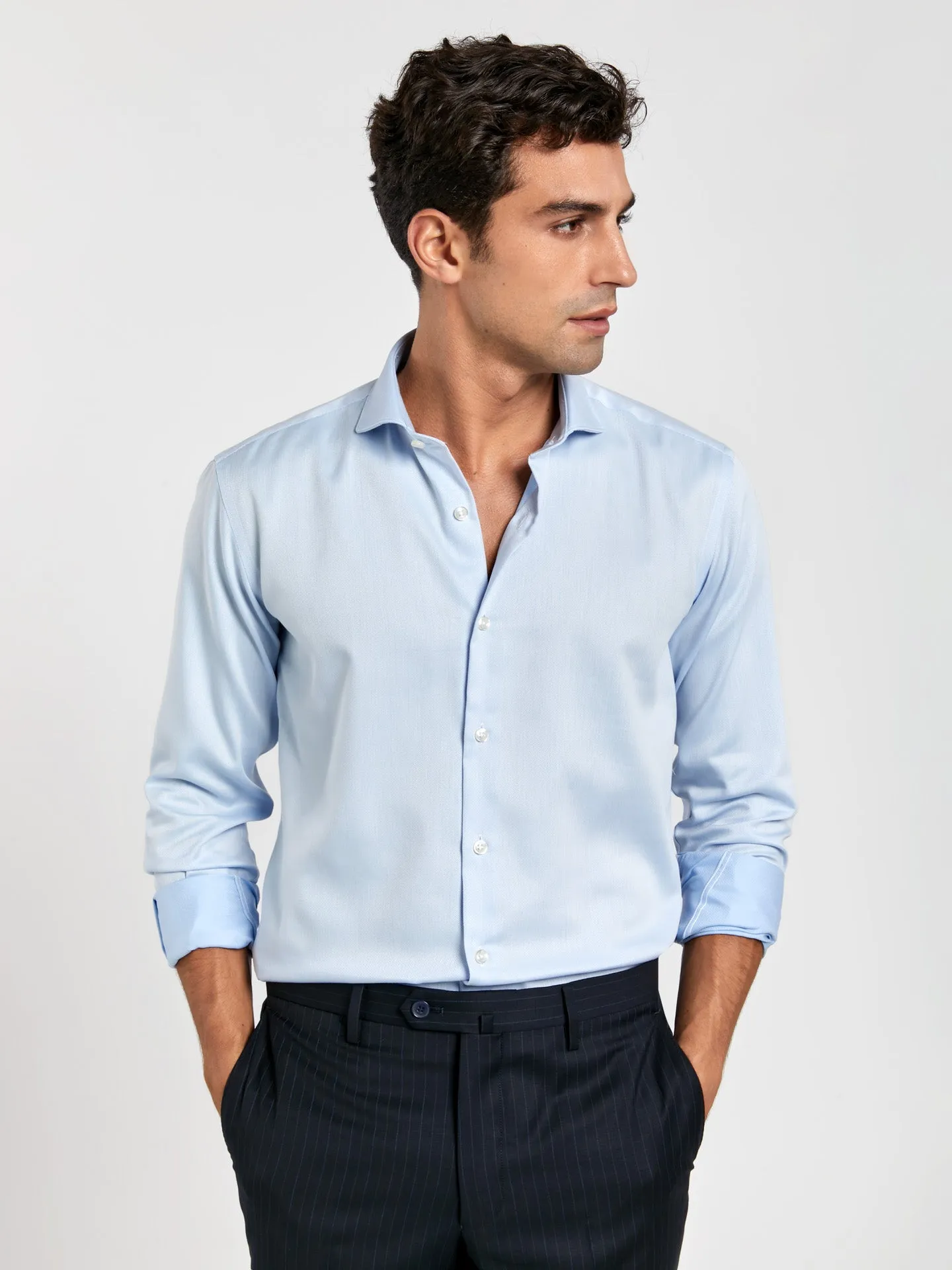 Slim fit k-easy non-iron herringbone formal shirt
