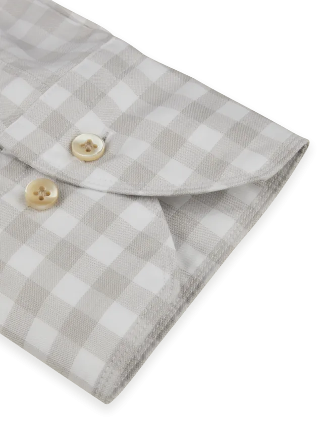 Stenstroms Casual Beige Checked Twill Shirt