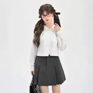Sweet College Style White Long-sleeved Blouse