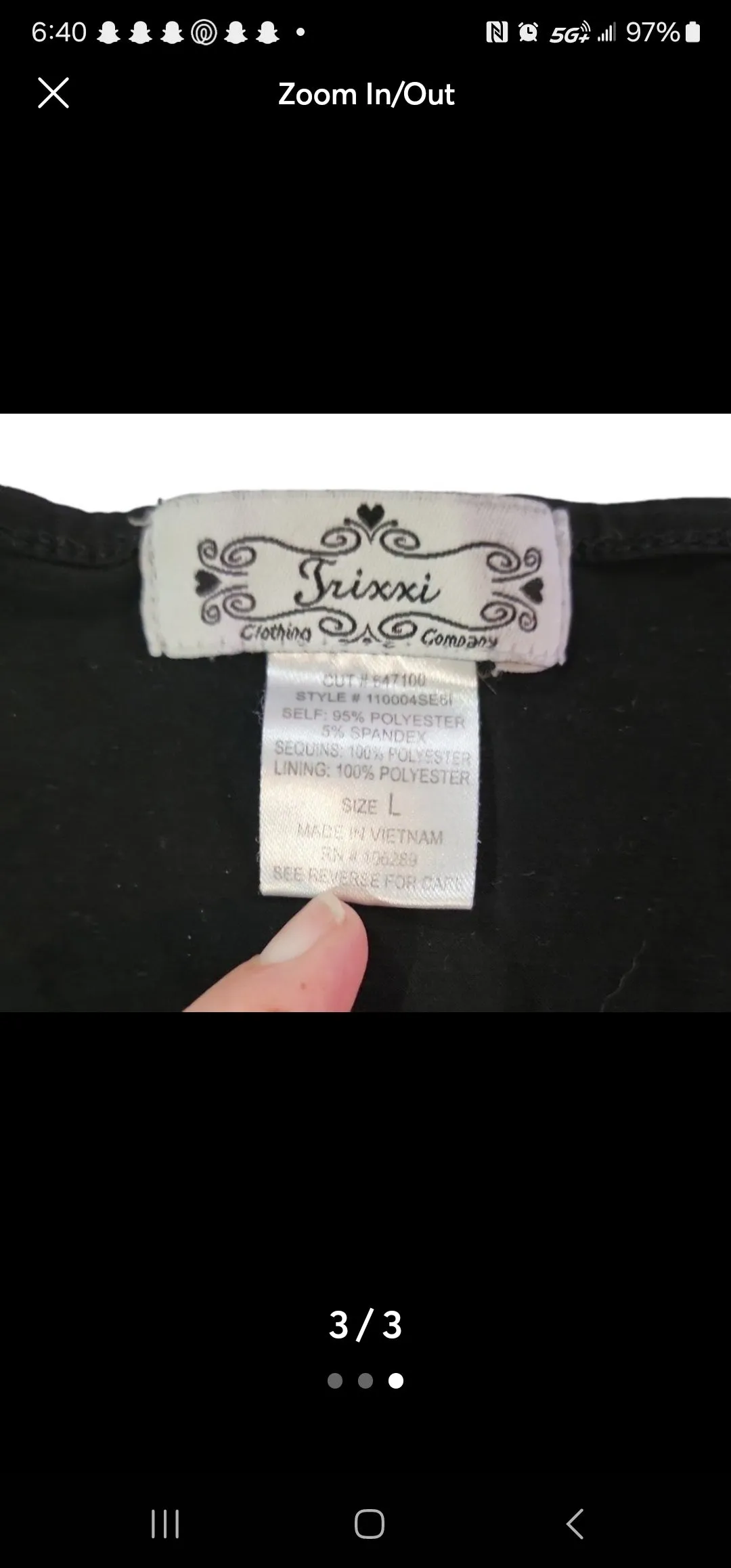 Women's Classy Black Sleeveless Top with sequins Large