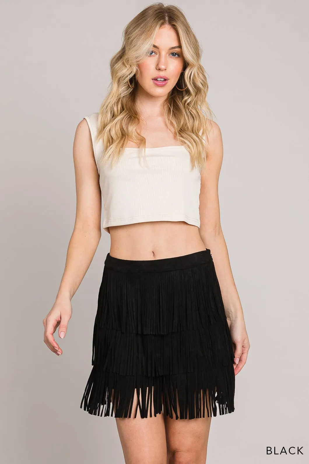 Women's Faux Suede Fringe Detailed Shorts